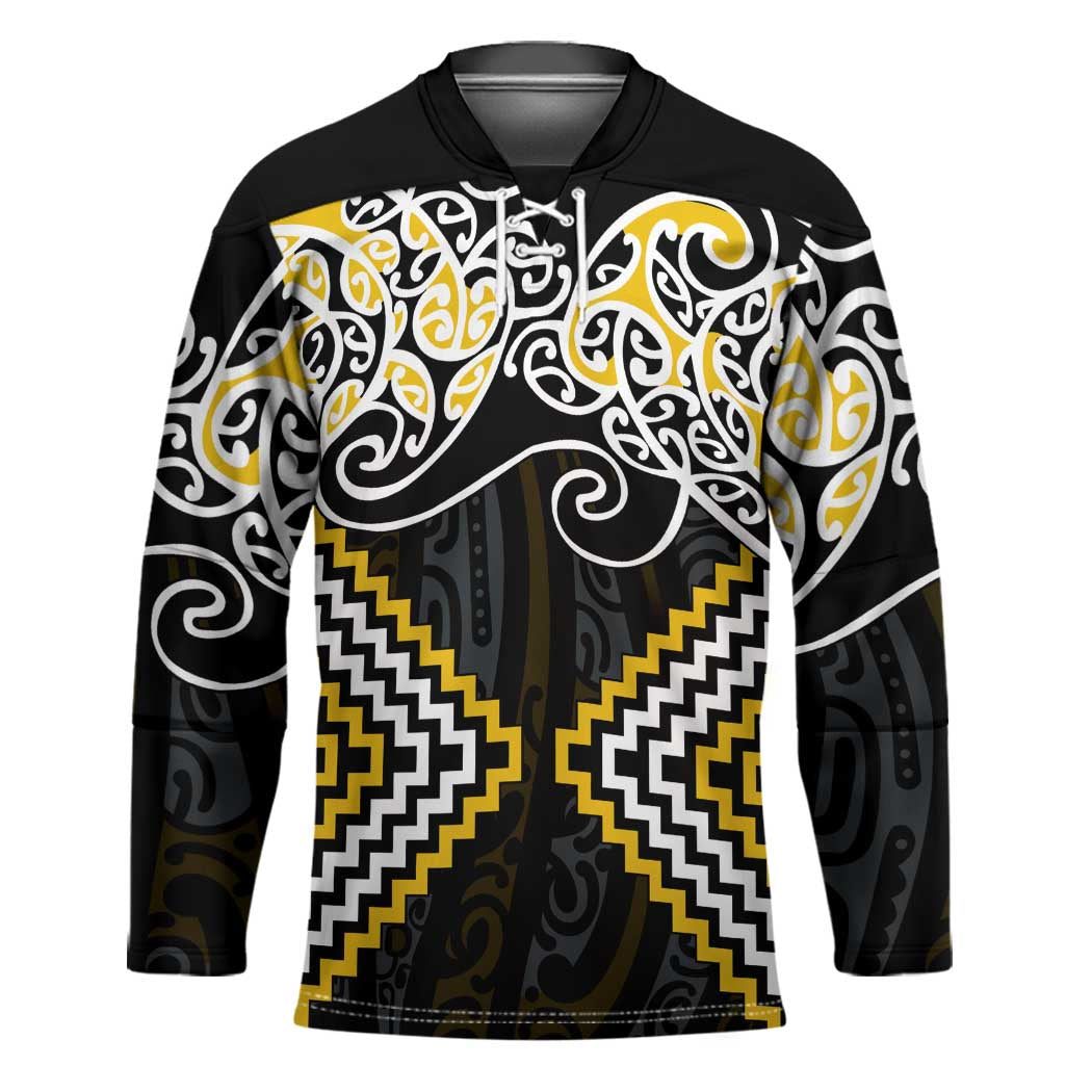 Gold Aotearoa Tukutuku Manawa Tapu Hockey Jersey Ta Moko Toi Maori LT9 Unisex Gold - Polynesian Pride