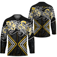 Gold Aotearoa Tukutuku Manawa Tapu Hockey Jersey Ta Moko Toi Maori LT9 - Polynesian Pride