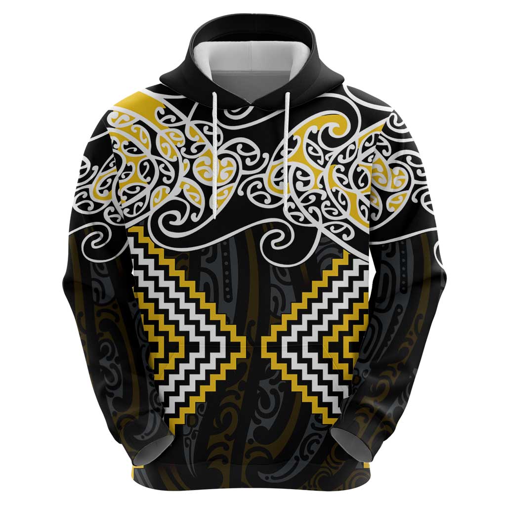 Gold Aotearoa Tukutuku Manawa Tapu Hoodie Ta Moko Toi Maori LT9 - Polynesian Pride
