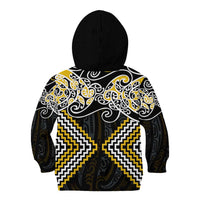 Gold Aotearoa Tukutuku Manawa Tapu Kid Hoodie Ta Moko Toi Maori LT9 - Polynesian Pride