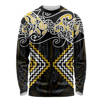 Gold Aotearoa Tukutuku Manawa Tapu Long Sleeve Shirt Ta Moko Toi Maori LT9 Unisex Gold - Polynesian Pride