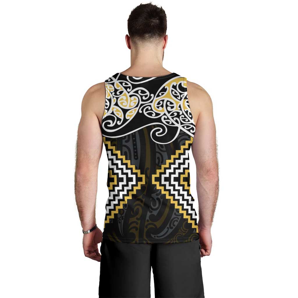 Gold Aotearoa Tukutuku Manawa Tapu Men Tank Top Ta Moko Toi Maori LT9 - Polynesian Pride