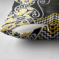 Gold Aotearoa Tukutuku Manawa Tapu Pillow Cover Ta Moko Toi Maori LT9 - Polynesian Pride