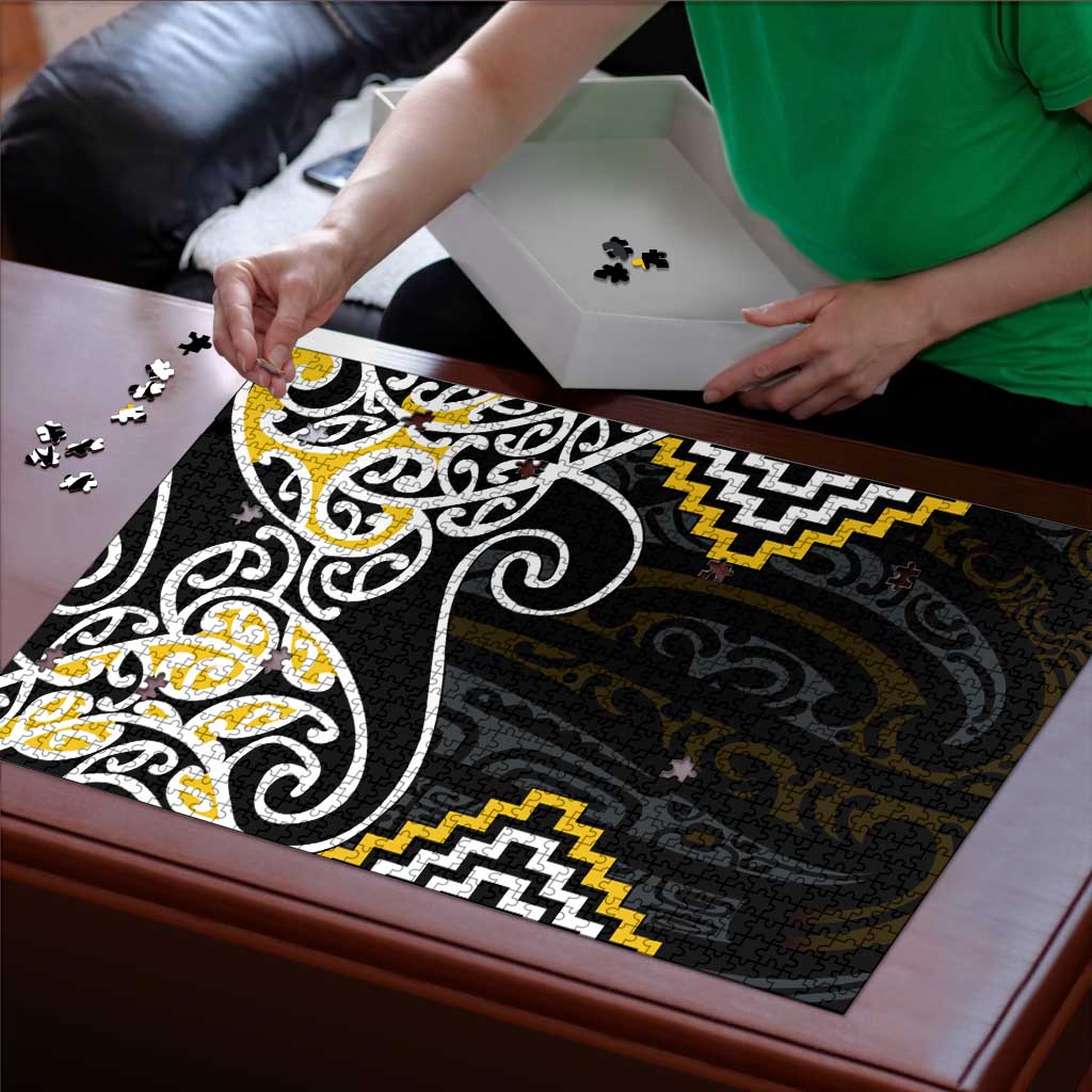 Gold Aotearoa Tukutuku Manawa Tapu Puzzle Ta Moko Toi Maori - Polynesian Pride
