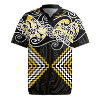 Gold Aotearoa Tukutuku Manawa Tapu Rugby Jersey Ta Moko Toi Maori LT9 Gold - Polynesian Pride
