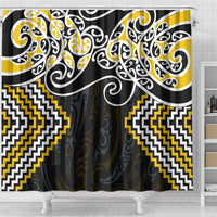 Gold Aotearoa Tukutuku Manawa Tapu Shower Curtain Ta Moko Toi Maori LT9 - Polynesian Pride