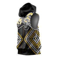 Gold Aotearoa Tukutuku Manawa Tapu Sleeveless Hoodie Ta Moko Toi Maori LT9 - Polynesian Pride