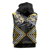 Gold Aotearoa Tukutuku Manawa Tapu Sleeveless Zip Hoodie Ta Moko Toi Maori LT9 - Polynesian Pride