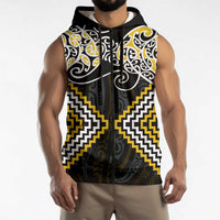 Gold Aotearoa Tukutuku Manawa Tapu Sleeveless Zip Hoodie Ta Moko Toi Maori LT9 - Polynesian Pride