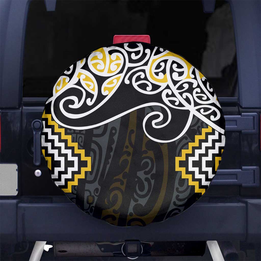 Gold Aotearoa Tukutuku Manawa Tapu Spare Tire Cover Ta Moko Toi Maori LT9 No hole Gold - Polynesian Pride