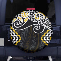 Gold Aotearoa Tukutuku Manawa Tapu Spare Tire Cover Ta Moko Toi Maori LT9 No hole Gold - Polynesian Pride