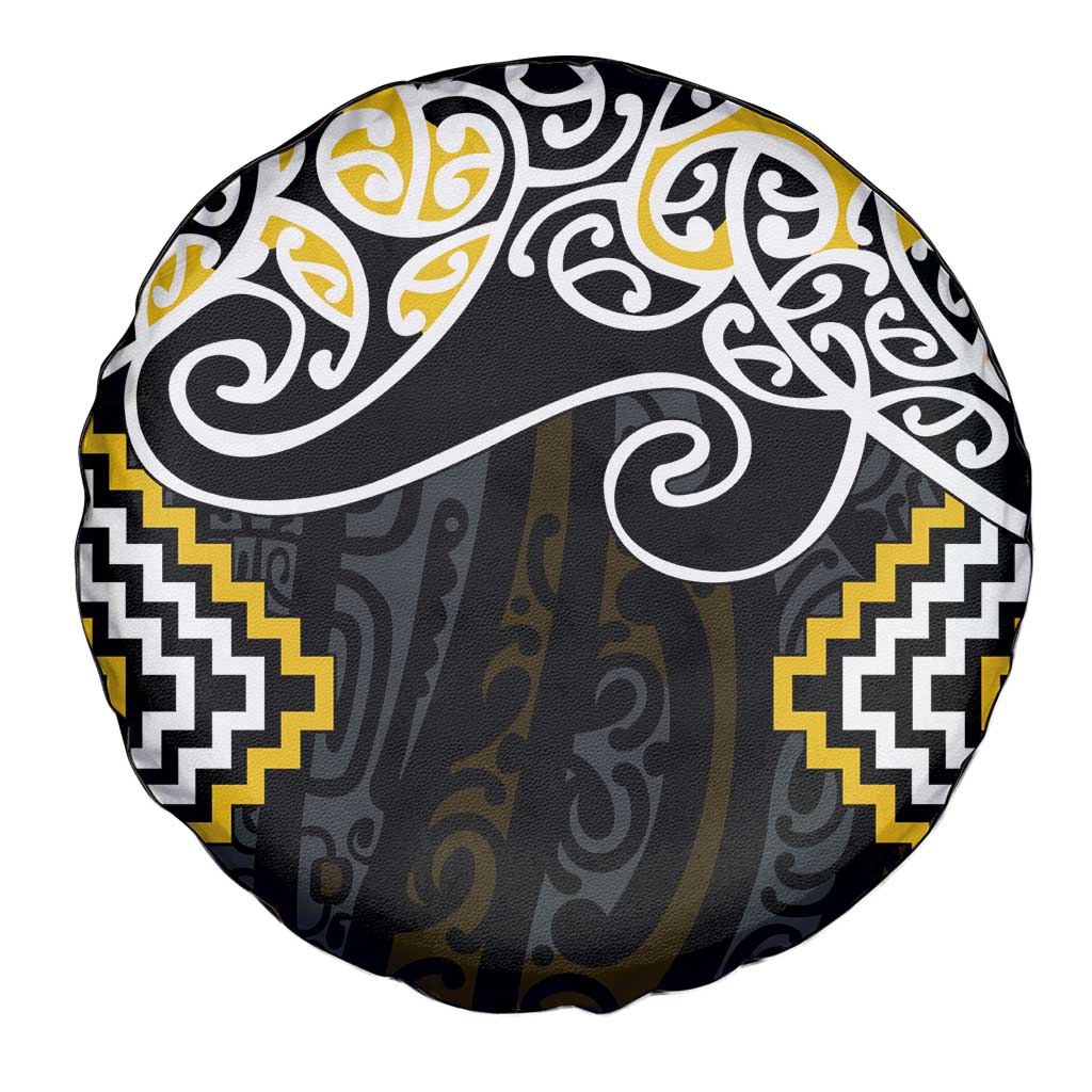 Gold Aotearoa Tukutuku Manawa Tapu Spare Tire Cover Ta Moko Toi Maori LT9 - Polynesian Pride