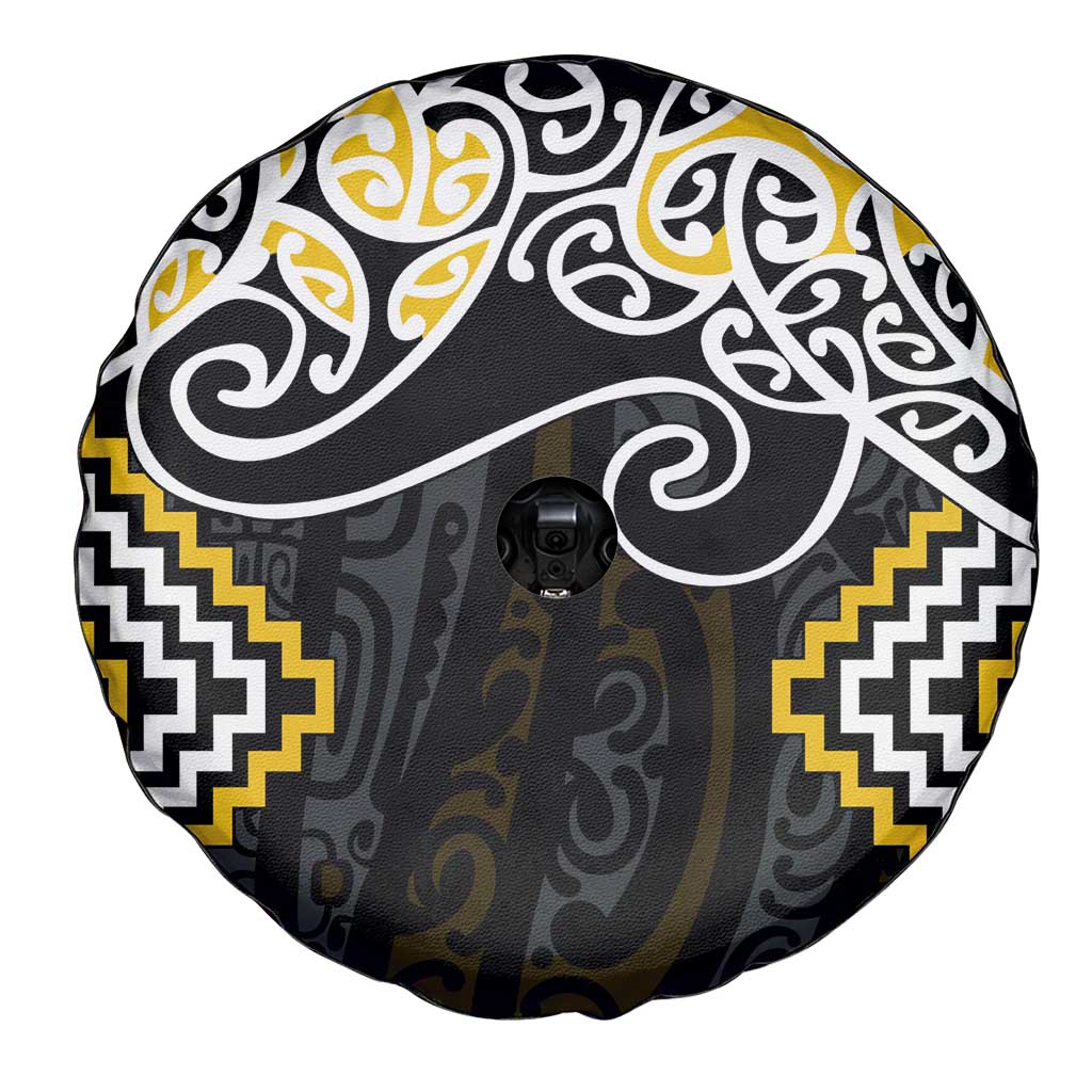 Gold Aotearoa Tukutuku Manawa Tapu Spare Tire Cover Ta Moko Toi Maori LT9 - Polynesian Pride