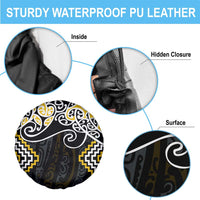 Gold Aotearoa Tukutuku Manawa Tapu Spare Tire Cover Ta Moko Toi Maori LT9 - Polynesian Pride