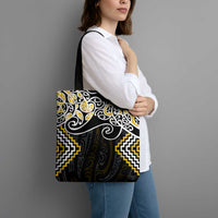Gold Aotearoa Tukutuku Manawa Tapu Tote Bag Ta Moko Toi Maori LT9 - Polynesian Pride