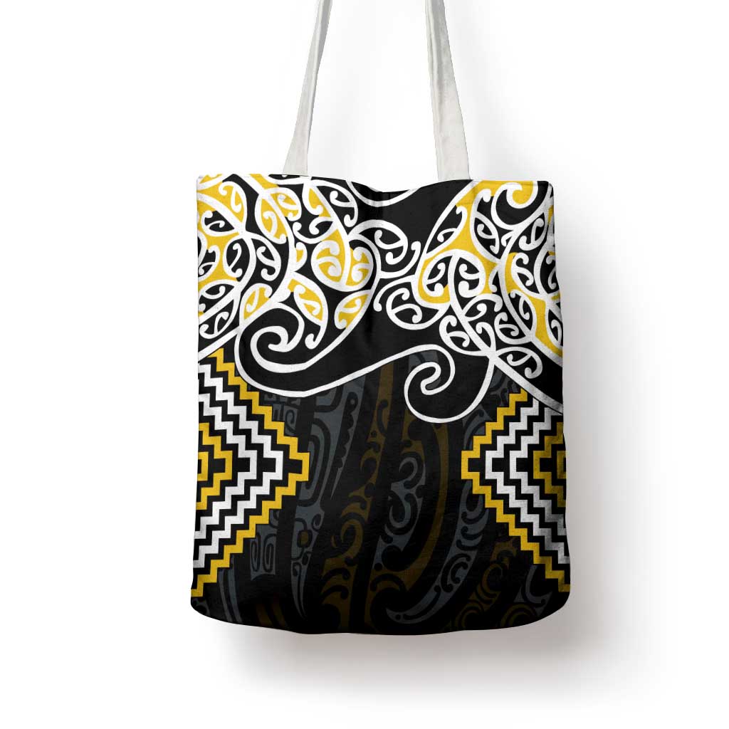 Gold Aotearoa Tukutuku Manawa Tapu Tote Bag Ta Moko Toi Maori LT9 - Polynesian Pride