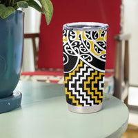 Gold Aotearoa Tukutuku Manawa Tapu Tumbler Cup Ta Moko Toi Maori LT9 - Polynesian Pride
