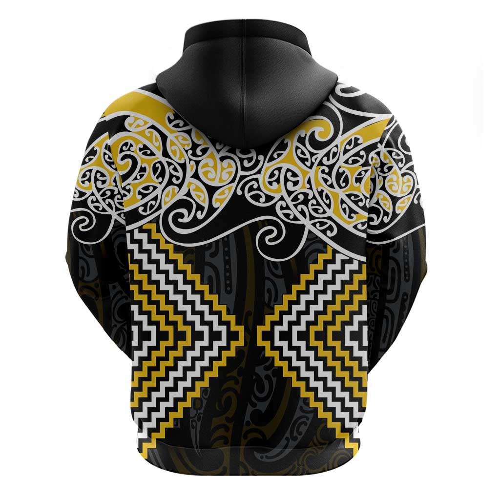 Gold Aotearoa Tukutuku Manawa Tapu Zip Hoodie Ta Moko Toi Maori LT9 - Polynesian Pride