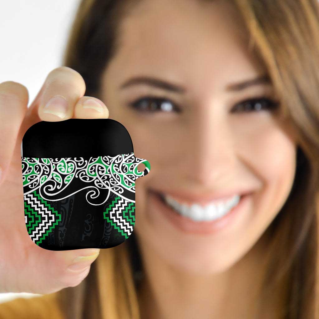 Green Aotearoa Tukutuku Manawa Tapu AirPods Case Ta Moko Toi Maori LT9 Green - Polynesian Pride