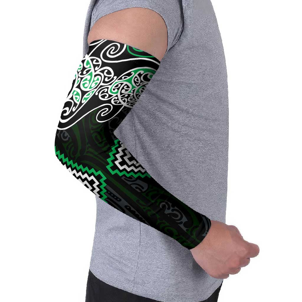 Green Aotearoa Tukutuku Manawa Tapu Arm Sleeves Ta Moko Toi Maori LT9 - Polynesian Pride