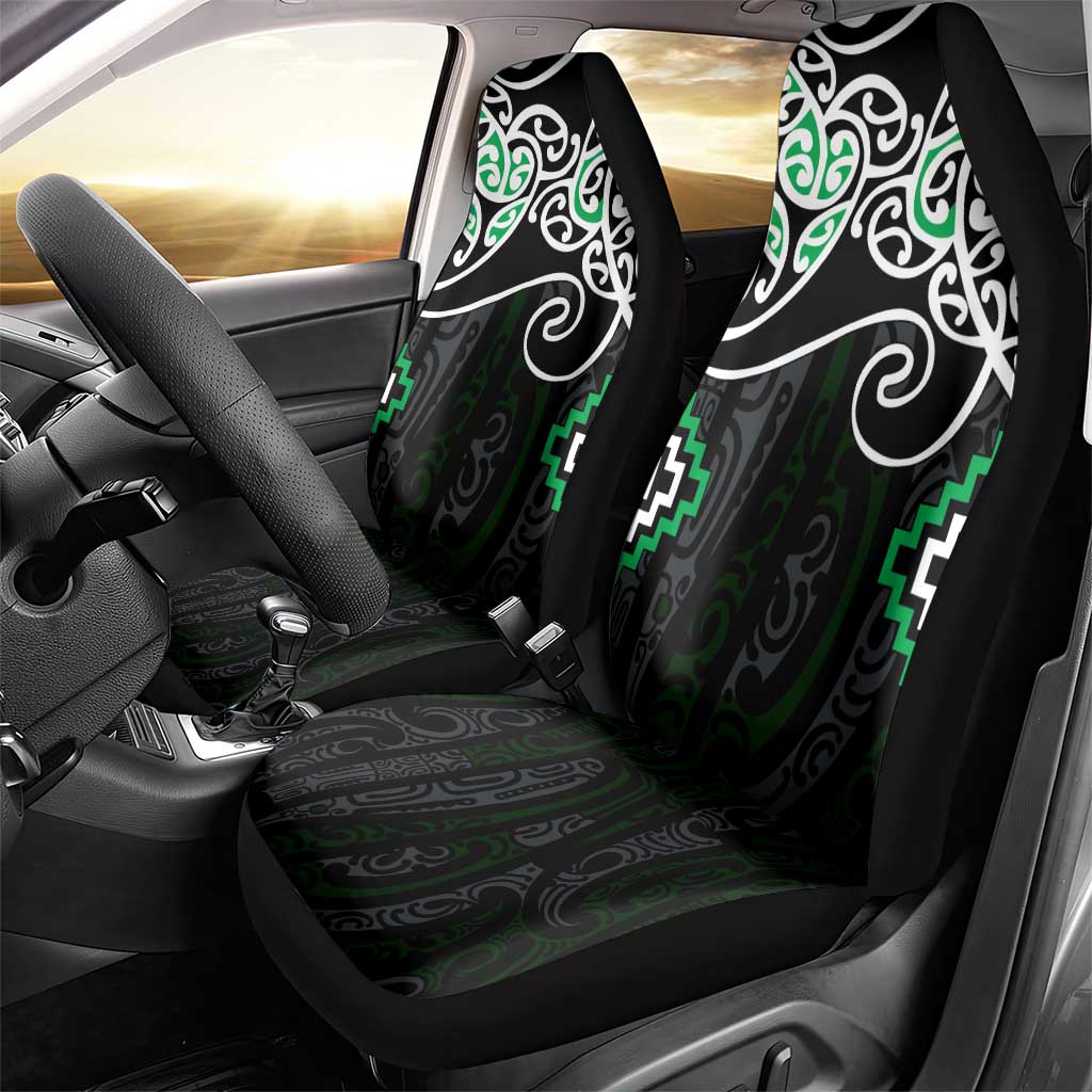 Green Aotearoa Tukutuku Manawa Tapu Car Seat Cover Ta Moko Toi Maori LT9 - Polynesian Pride