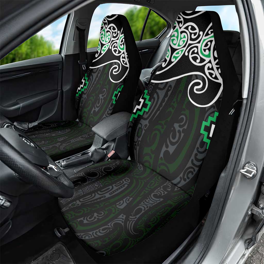 Green Aotearoa Tukutuku Manawa Tapu Car Seat Cover Ta Moko Toi Maori LT9 - Polynesian Pride
