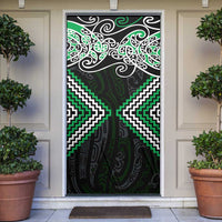 Green Aotearoa Tukutuku Manawa Tapu Door Cover Ta Moko Toi Maori LT9 Green - Polynesian Pride
