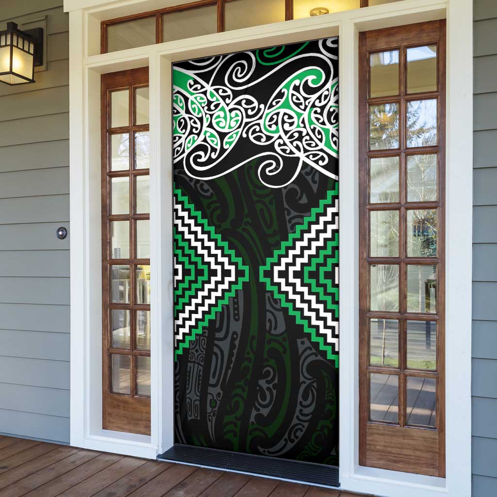 Green Aotearoa Tukutuku Manawa Tapu Door Cover Ta Moko Toi Maori LT9 - Polynesian Pride