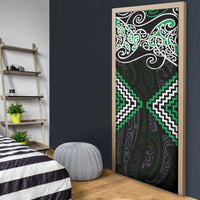 Green Aotearoa Tukutuku Manawa Tapu Door Cover Ta Moko Toi Maori LT9 - Polynesian Pride