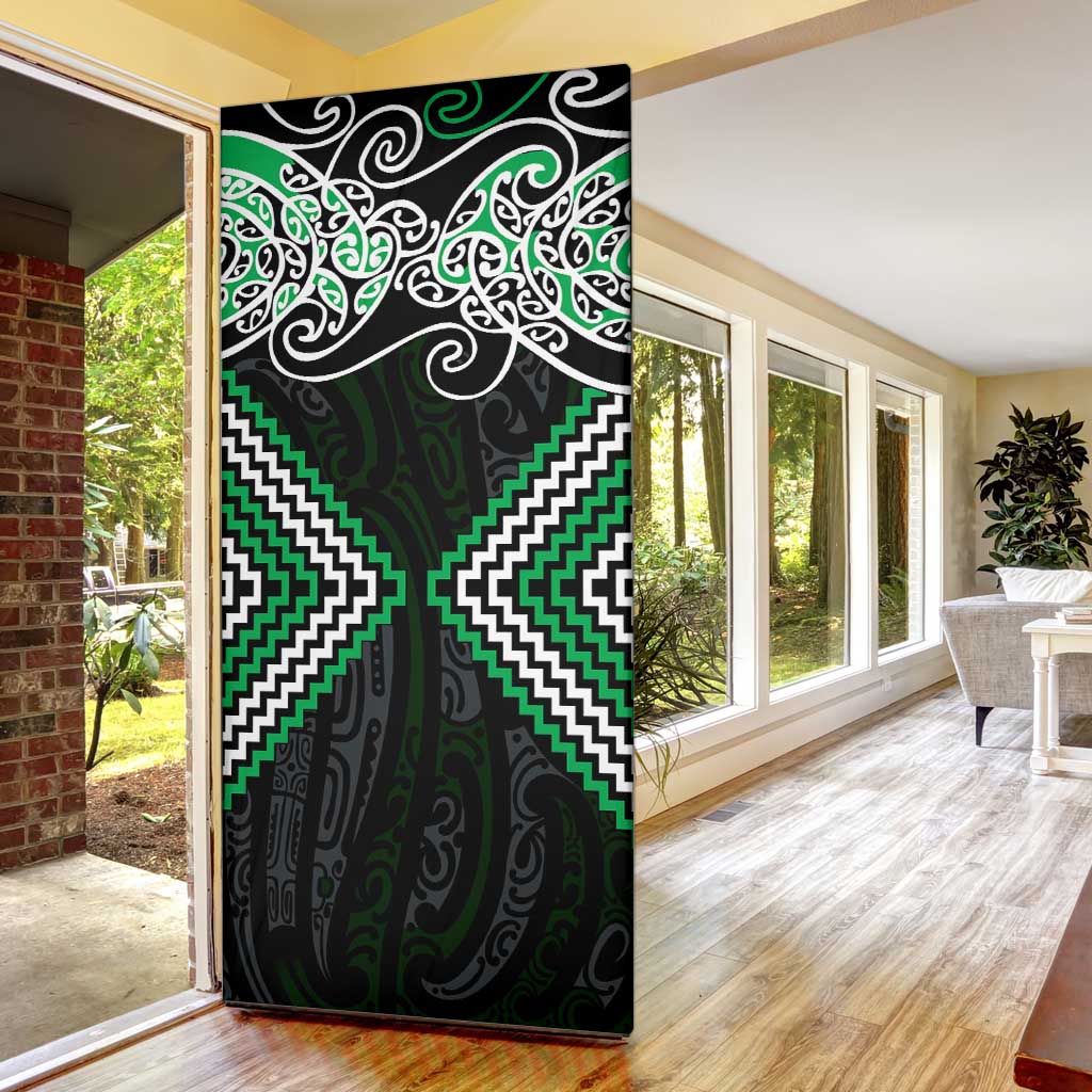 Green Aotearoa Tukutuku Manawa Tapu Door Cover Ta Moko Toi Maori LT9 - Polynesian Pride