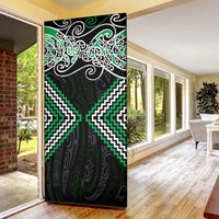 Green Aotearoa Tukutuku Manawa Tapu Door Cover Ta Moko Toi Maori LT9 - Polynesian Pride