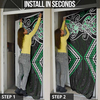 Green Aotearoa Tukutuku Manawa Tapu Door Cover Ta Moko Toi Maori LT9 - Polynesian Pride