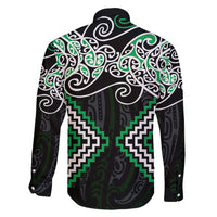 Green Aotearoa Tukutuku Manawa Tapu Family Matching Long Sleeve Bodycon Dress and Hawaiian Shirt Ta Moko Toi Maori LT9 - Polynesian Pride