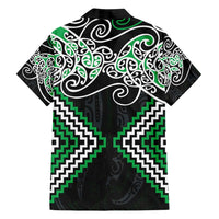Green Aotearoa Tukutuku Manawa Tapu Family Matching Off Shoulder Maxi Dress and Hawaiian Shirt Ta Moko Toi Maori LT9 - Polynesian Pride