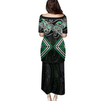 Green Aotearoa Tukutuku Manawa Tapu Family Matching Puletasi and Hawaiian Shirt Ta Moko Toi Maori LT9 - Polynesian Pride