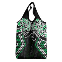 Green Aotearoa Tukutuku Manawa Tapu Grocery Bag Ta Moko Toi Maori LT9 - Polynesian Pride