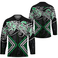 Green Aotearoa Tukutuku Manawa Tapu Hockey Jersey Ta Moko Toi Maori LT9 - Polynesian Pride