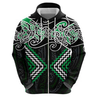 Green Aotearoa Tukutuku Manawa Tapu Hoodie Ta Moko Toi Maori LT9 - Polynesian Pride
