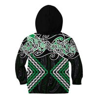 Green Aotearoa Tukutuku Manawa Tapu Kid Hoodie Ta Moko Toi Maori LT9 - Polynesian Pride
