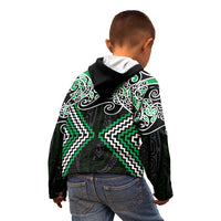 Green Aotearoa Tukutuku Manawa Tapu Kid Hoodie Ta Moko Toi Maori LT9 - Polynesian Pride