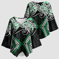 Green Aotearoa Tukutuku Manawa Tapu Kimono Sleeve Blouse Ta Moko Toi Maori LT9 - Polynesian Pride