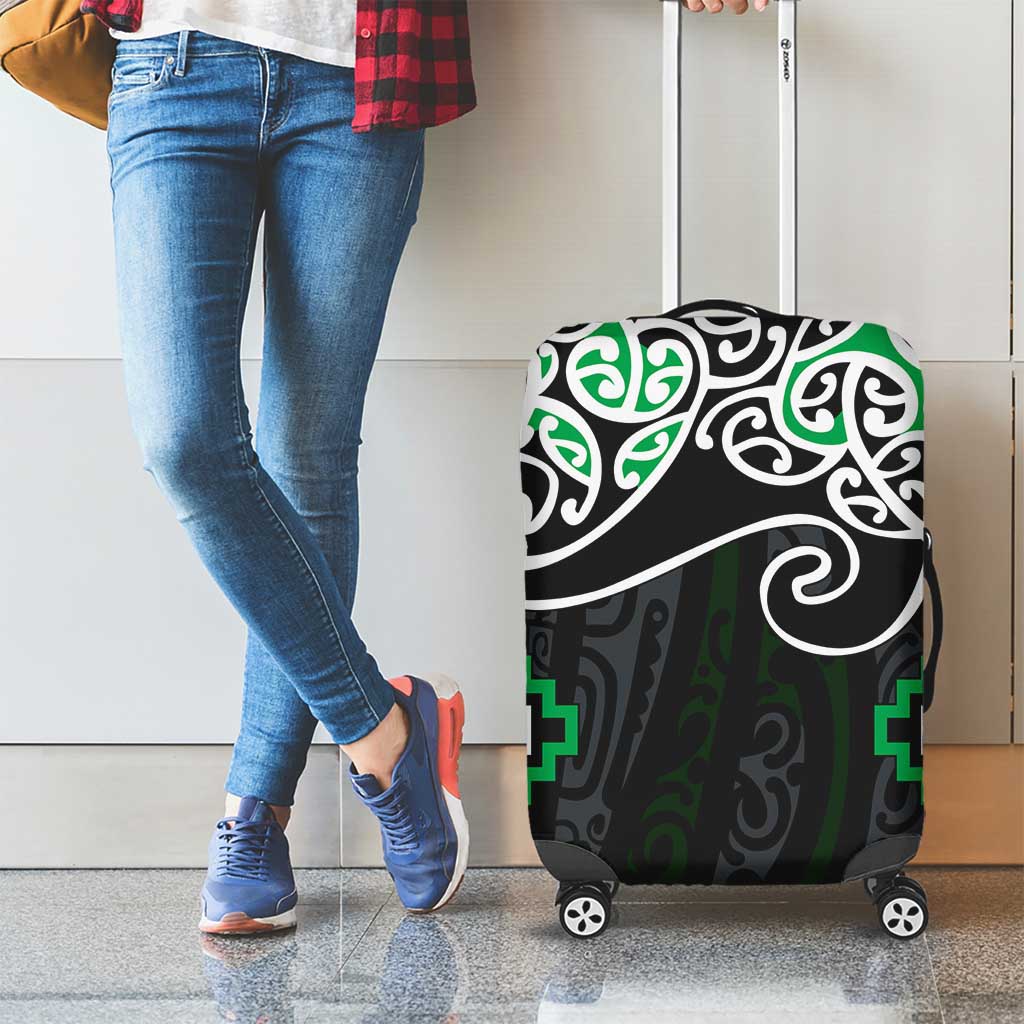 Green Aotearoa Tukutuku Manawa Tapu Luggage Cover Ta Moko Toi Maori LT9 - Polynesian Pride