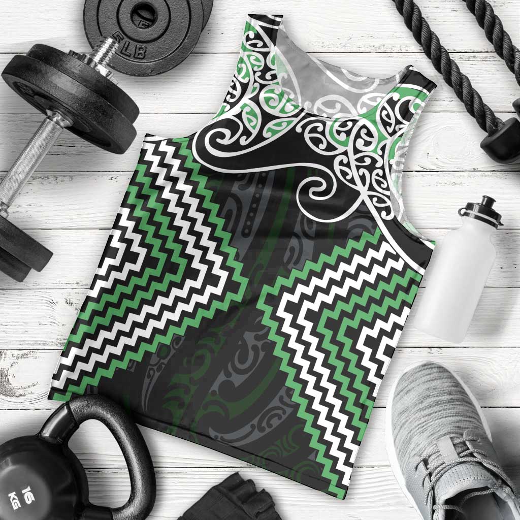 Green Aotearoa Tukutuku Manawa Tapu Men Tank Top Ta Moko Toi Maori LT9 - Polynesian Pride