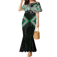 Green Aotearoa Tukutuku Manawa Tapu Mermaid Dress Ta Moko Toi Maori LT9 Women Green - Polynesian Pride