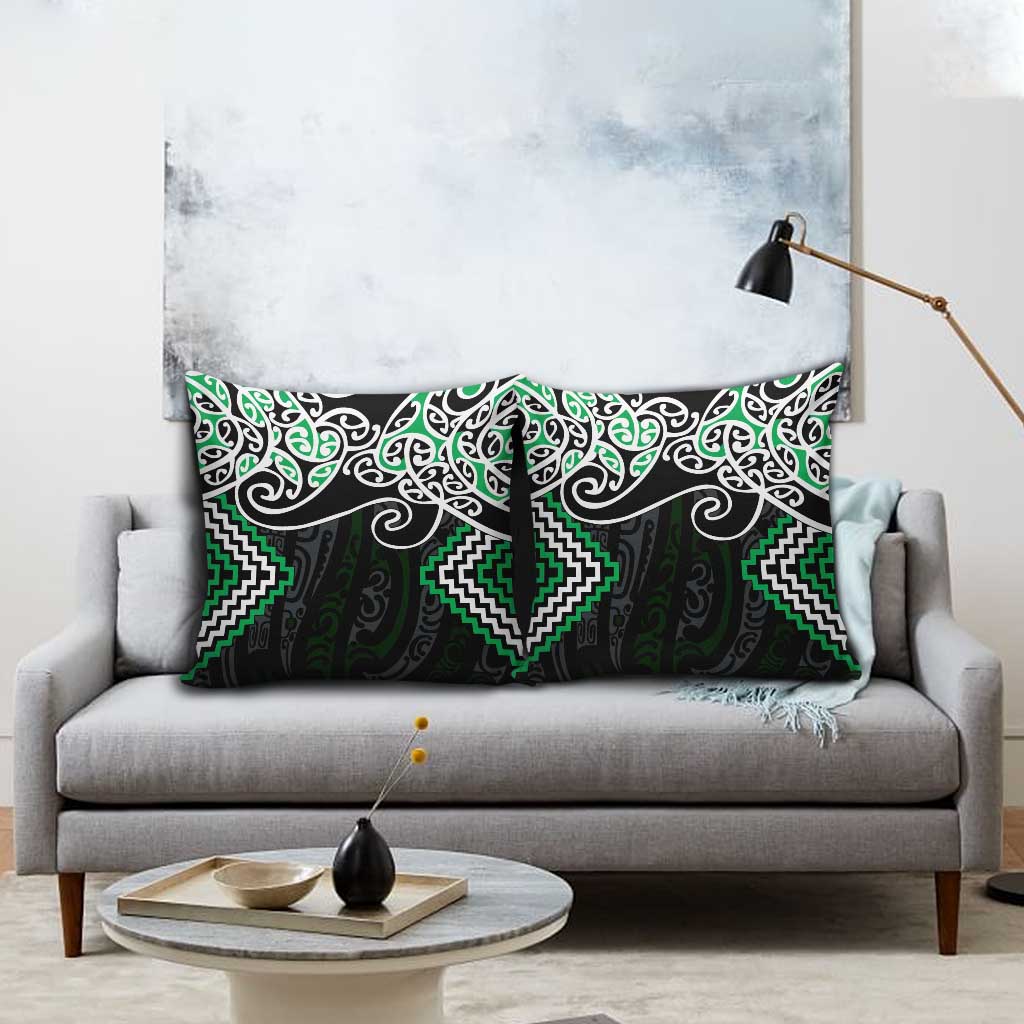 Green Aotearoa Tukutuku Manawa Tapu Pillow Cover Ta Moko Toi Maori LT9 - Polynesian Pride