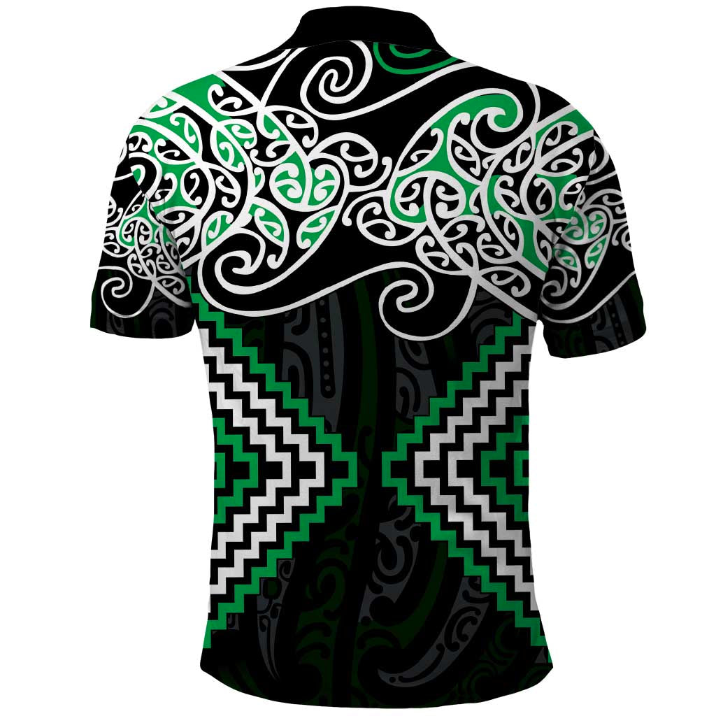 Green Aotearoa Tukutuku Manawa Tapu Polo Shirt Ta Moko Toi Maori LT9 - Polynesian Pride