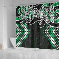 Green Aotearoa Tukutuku Manawa Tapu Shower Curtain Ta Moko Toi Maori LT9 - Polynesian Pride