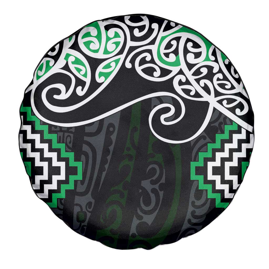 Green Aotearoa Tukutuku Manawa Tapu Spare Tire Cover Ta Moko Toi Maori LT9 - Polynesian Pride