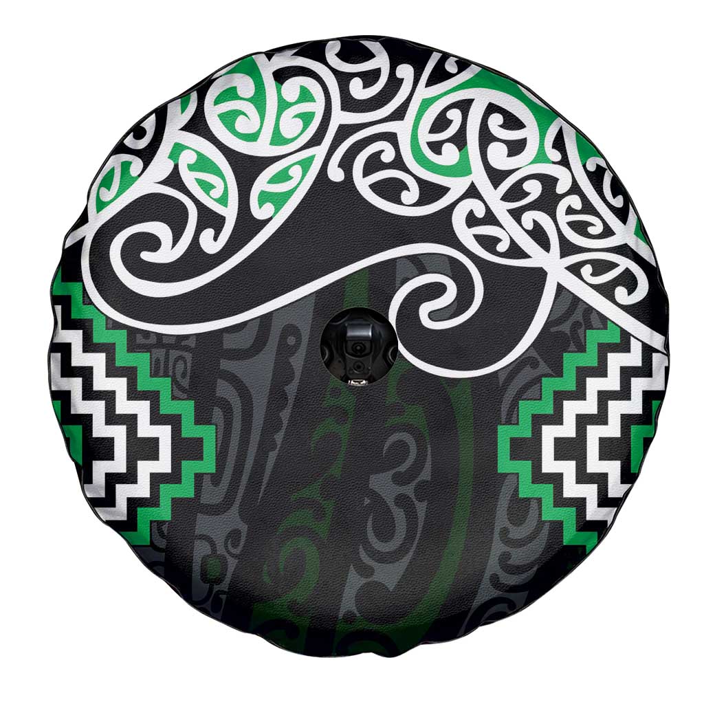 Green Aotearoa Tukutuku Manawa Tapu Spare Tire Cover Ta Moko Toi Maori LT9 - Polynesian Pride