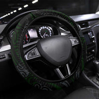 Green Aotearoa Tukutuku Manawa Tapu Steering Wheel Cover Ta Moko Toi Maori LT9 Universal Fit Green - Polynesian Pride